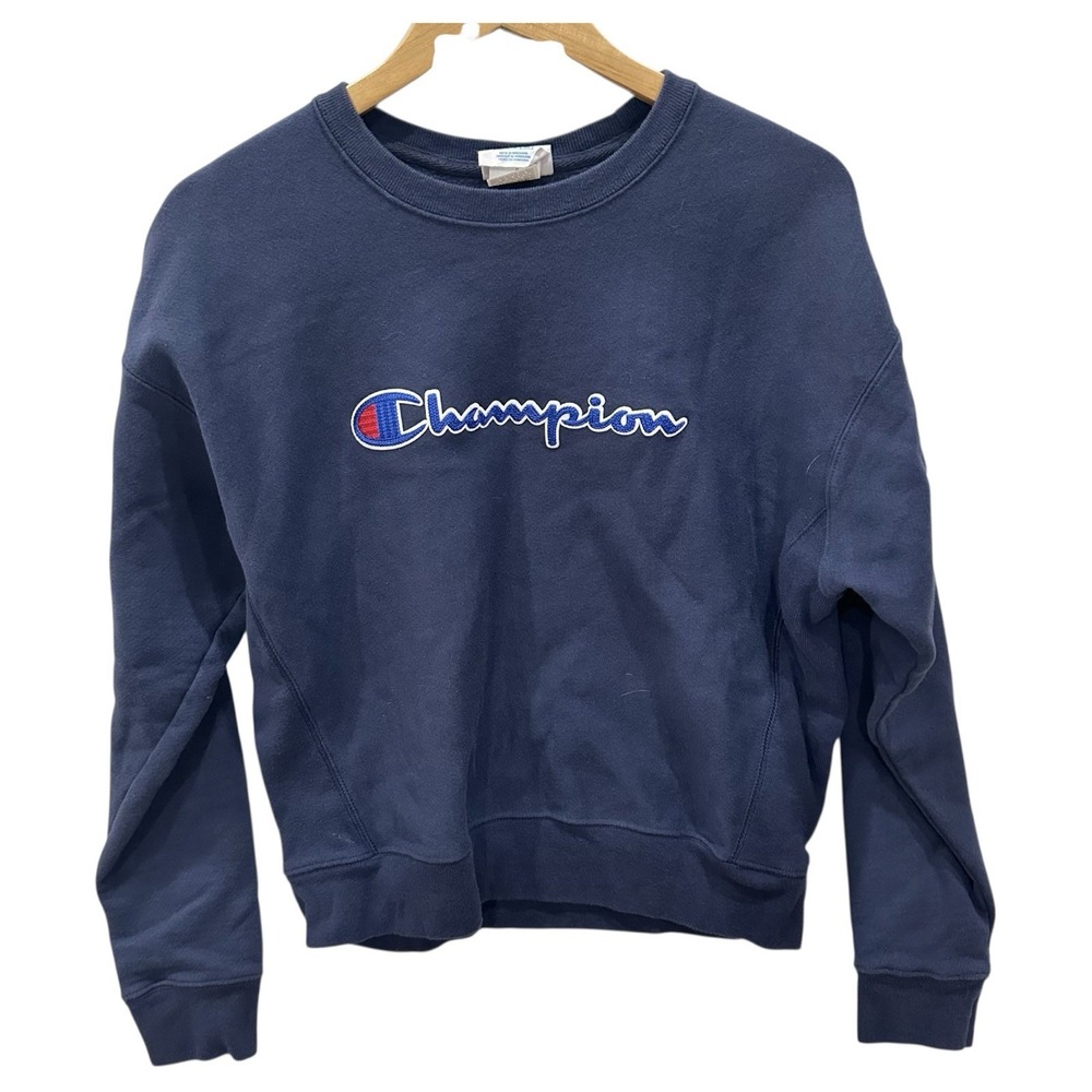 VTG Champion‎ Reverse Weave Sweatshirt Mens Large Navy Blue Embroidered Crewneck